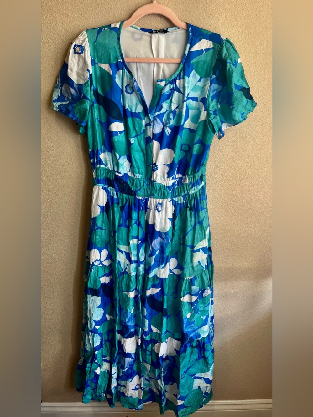 Women's Blue & Teal Floral Midi Dress